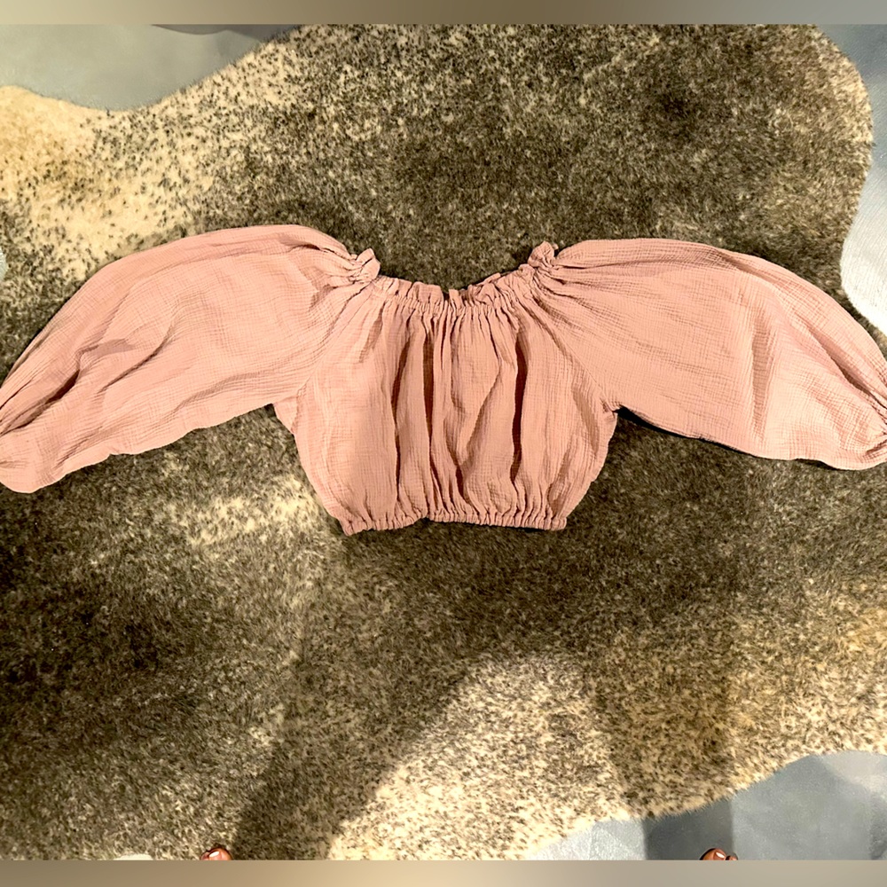 Bohemian, dusty rose/blush peasant, crop top